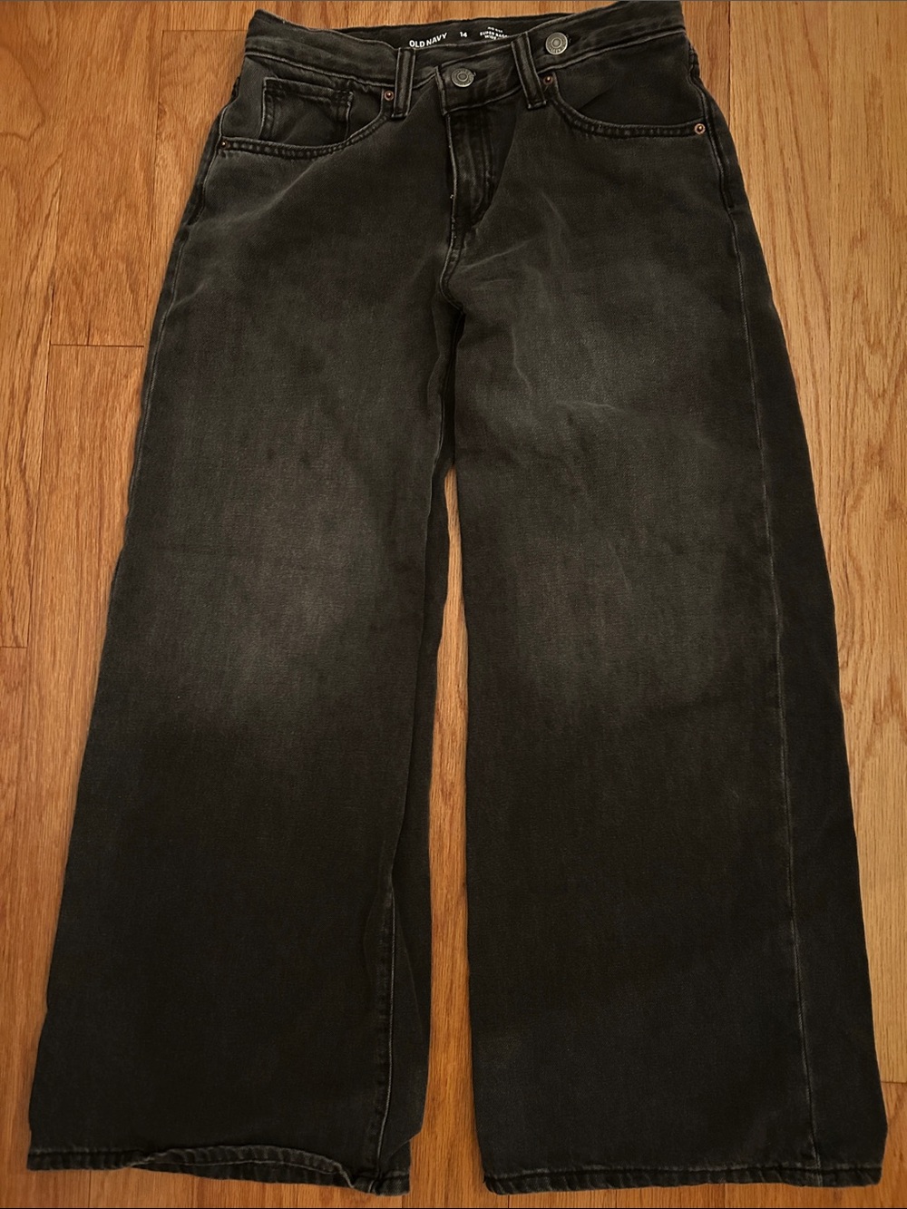 Old Navy Kids Black Jeans Super Baggy Mid Rise Wide leg
